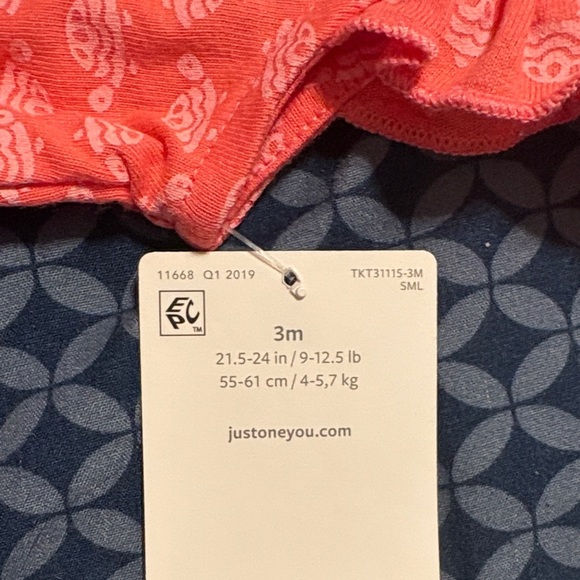 Carter's Coral Romper with White Paisley - Picture 2 of 4